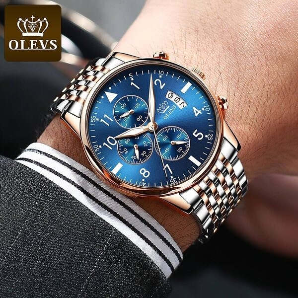 Olevs Three Eyes Six Hands Multifunction Chronograph Watch - OLEVS WATCHES
