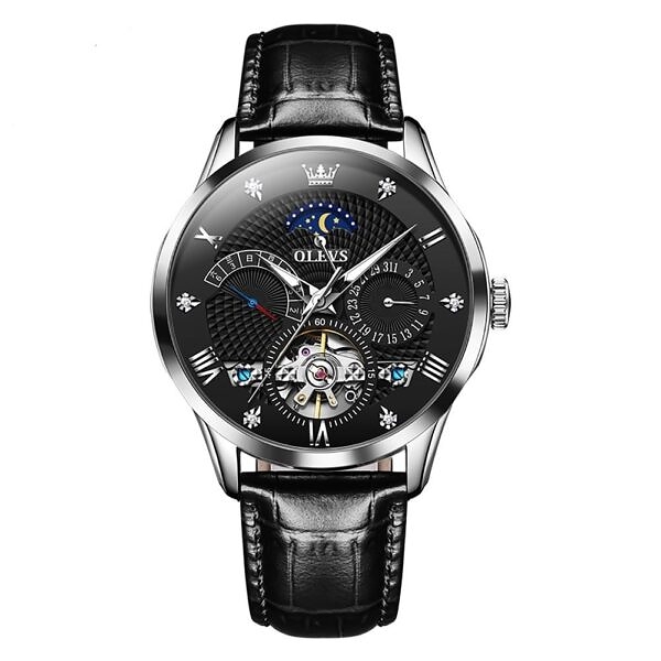 Olevs High-Quality Movement Automatic Mechanical Sports watch-SILVER BLACK