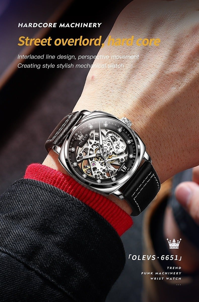 Olevs Quality Square Automatic Mechanical Luxury Watch