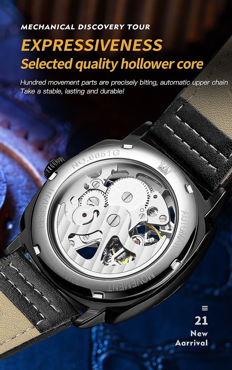 Olevs Quality Square Automatic Mechanical Luxury Watch