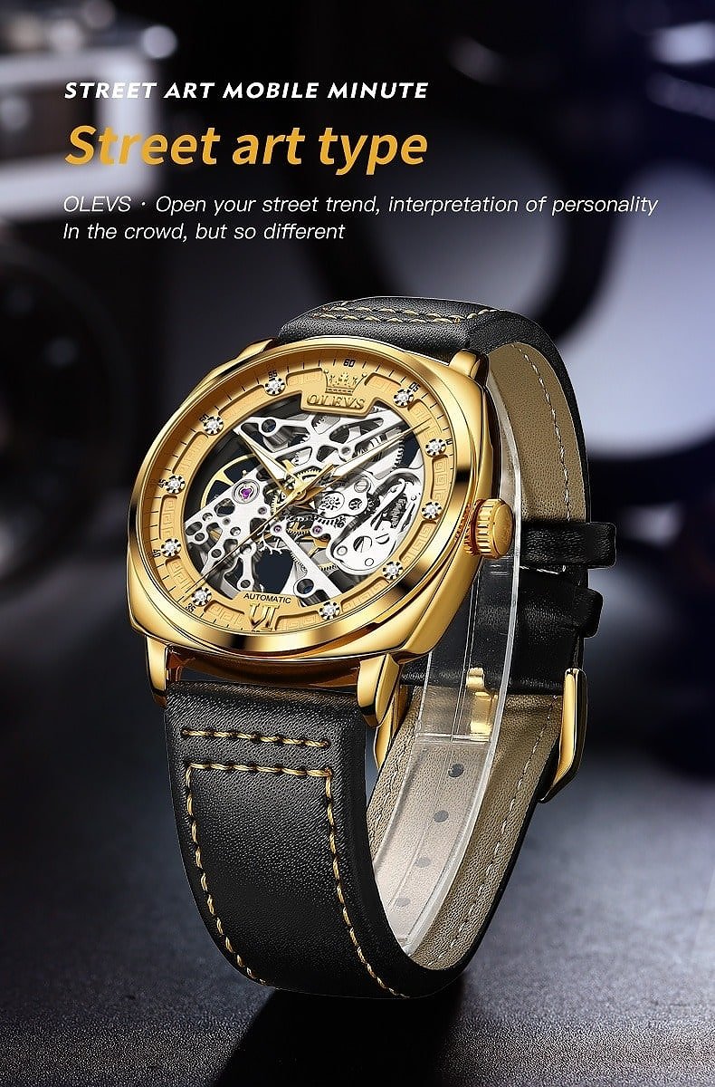 Olevs Quality Square Automatic Mechanical Luxury Watch