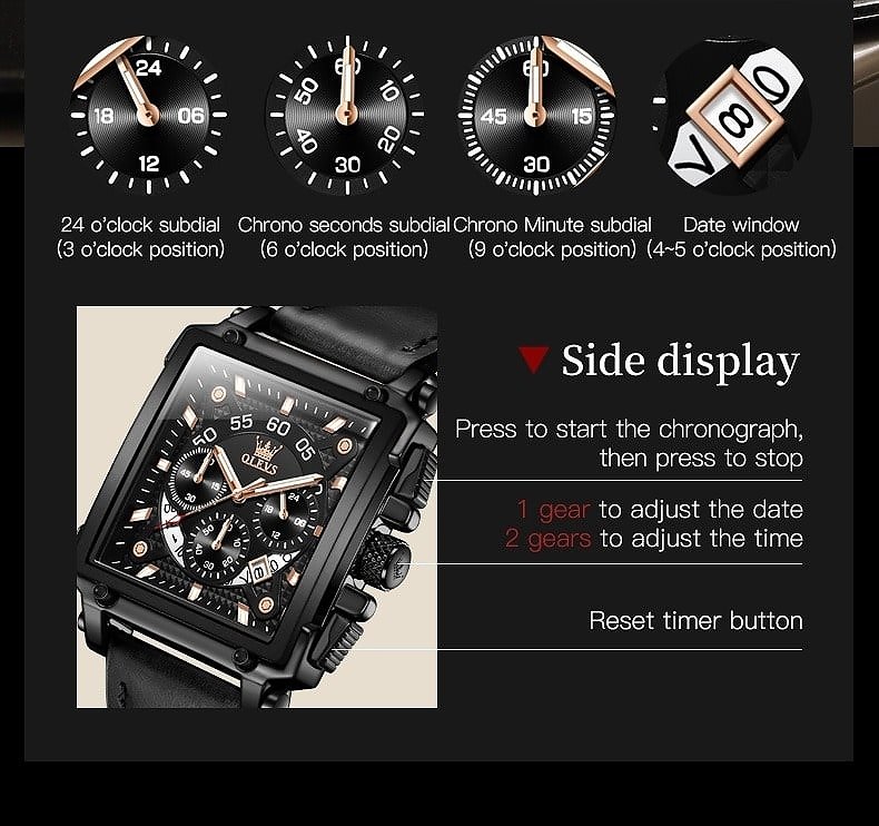 OLEVS メンズ 腕時計 9919 高品質 クオーツ カジュアル ビジネス ファッション レザー ウォッチ クロノグラフ 時計 Rゴールド × ホワイト