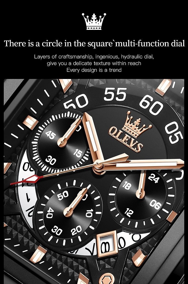 OLEVS メンズ 腕時計 9919 高品質 クオーツ カジュアル ビジネス ファッション レザー ウォッチ クロノグラフ 時計 Rゴールド × ホワイト