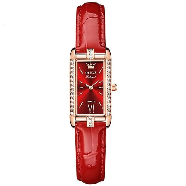 Olevs Luxury Sports Fashion Diamond Leather Quartz Watch-min