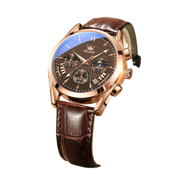 OLEVS luxury Multi-Function Chronograph Quartz Watch-BROWN