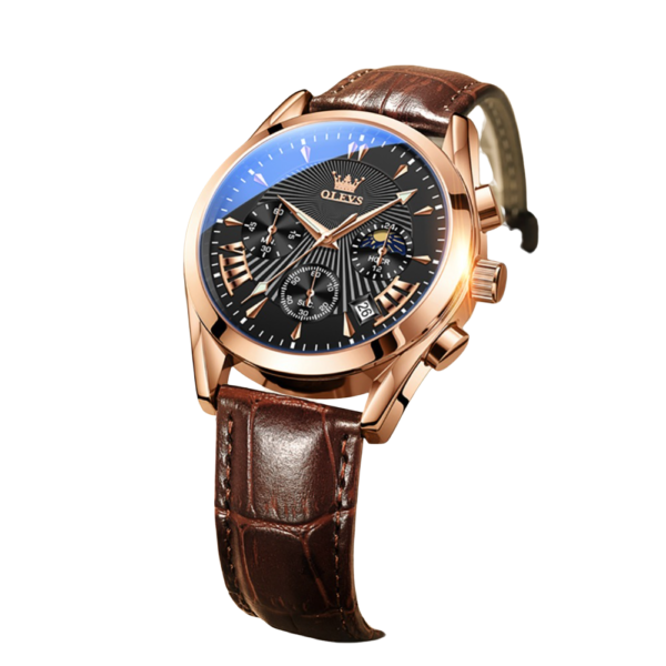 OLEVS luxury Multi-Function Chronograph Quartz Watch-BROWN BLACK