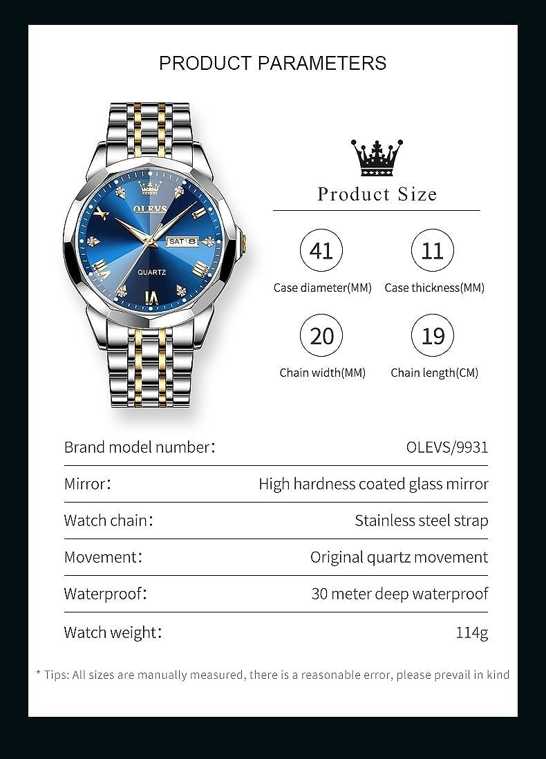 OLEVS 9931 New Fashion Waterproof Mens Watches Men Wrist Watch