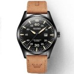 OLEVS 9962 Fashion Men Watch with Leather Strap