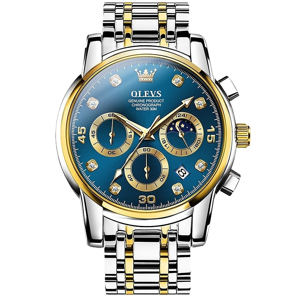 Olevs blue sale dial watch