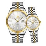 OLEVS 5593 Luxury Stainless Steel Couples Watch