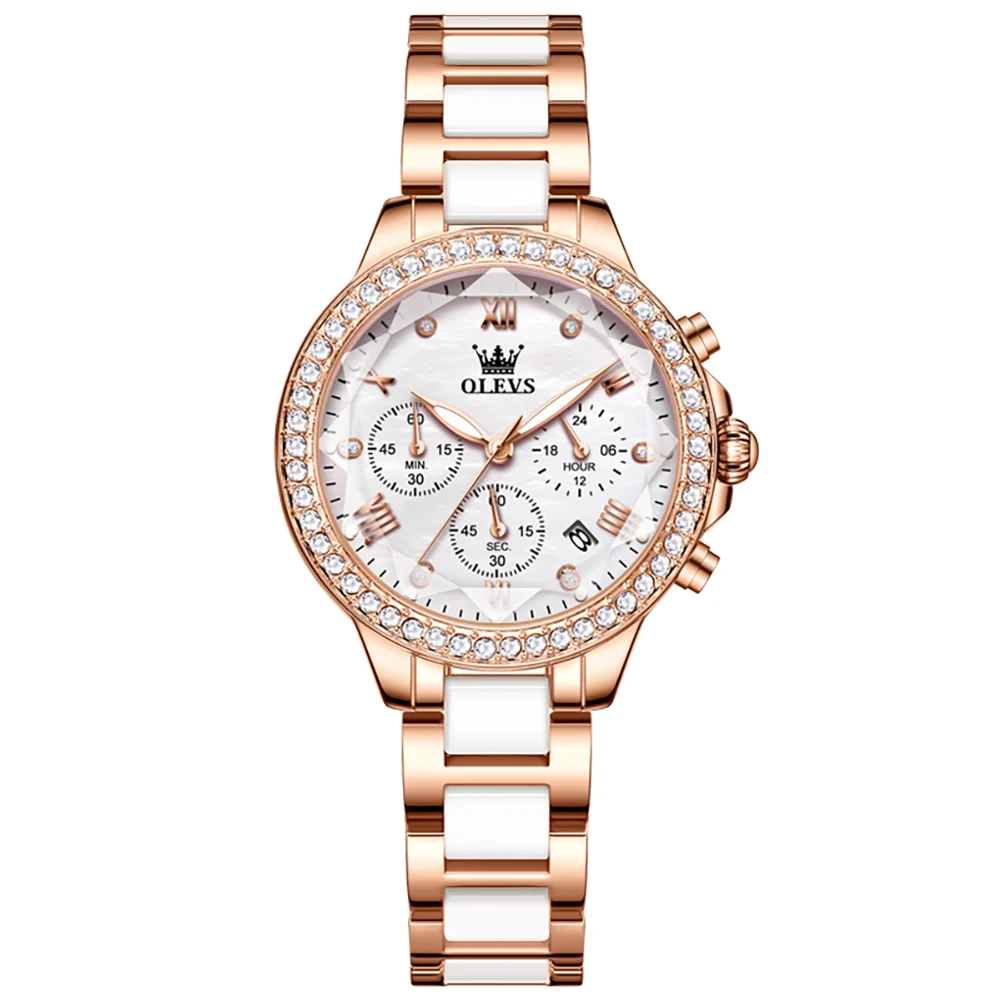 OLEVS 9999 Luxury Women Watch white