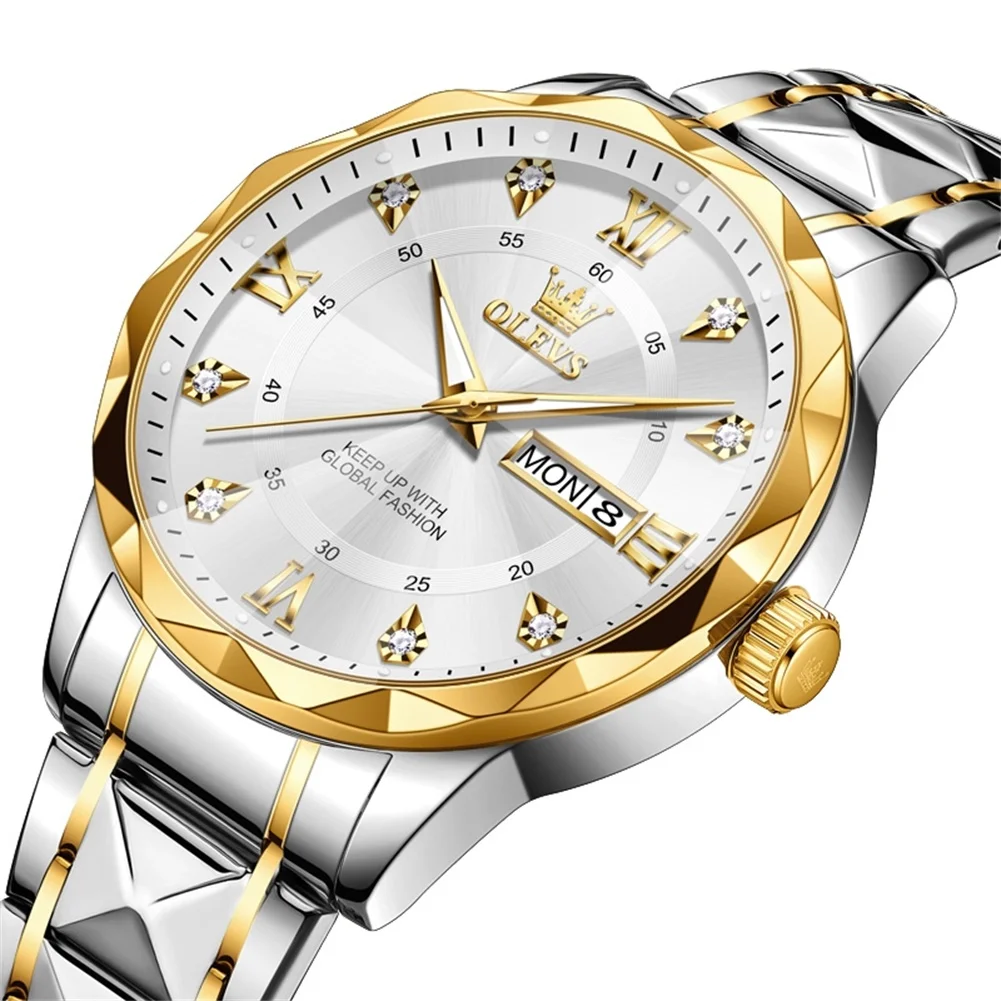 OLEVS 5609 Business Waterproof Quartz Watch gold-white