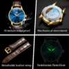 OLEVS 6725 Leather Strap Automatic Watch - Image 4