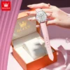 OLEVS 3669 Leather Strap Round Women's Watch - Image 5