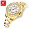 OLEVS 3685 Crystal Round Ceramic Women's Watch - Image 2