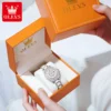 OLEVS 3685 Crystal Round Ceramic Women's Watch - Image 3