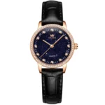 OLEVS 5605 Leather Strap Slim Round Women's Watch