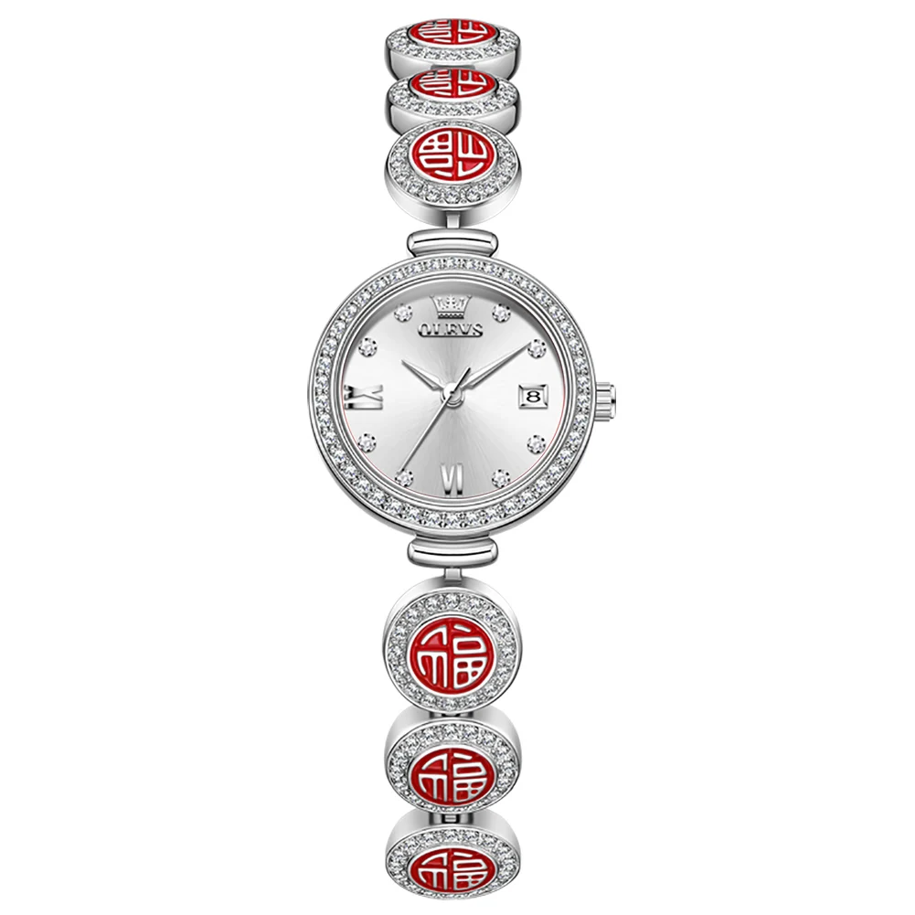 OLEVS 5630 Bracelet-Style Round Women's Watch white-red - Main Image