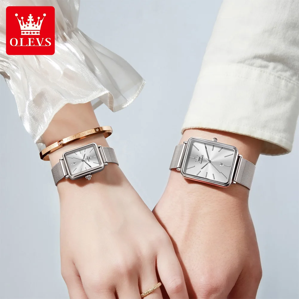OLEVS 3692 Couple Square Quartz Watch-3 (2) OLEVS 3692 Couple Square Quartz Watch - Image 3