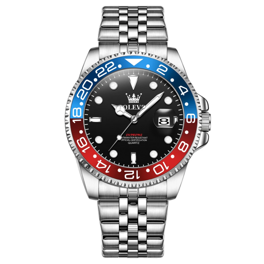 OLEVS 5657 Men’s Luxury Waterproof Quartz Watch-red OLEVS 5657 Men’s Luxury Waterproof Quartz Watch - Image 1