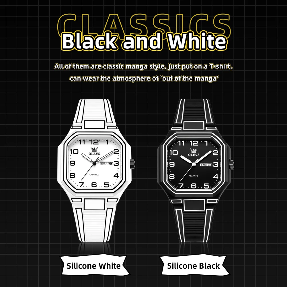 OLEVS 5661 Men’s Cartoon Line Art Quartz Watch-2 (2) OLEVS 5661 Couple Cartoon Line Art Quartz Watch - Image 3