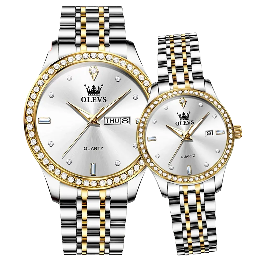 OLEVS 3625 Couple Diamond Quartz Watch OLEVS 3625 Couple Diamond Quartz Watch - Image 1
