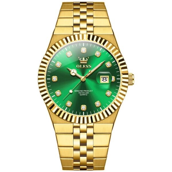 OLEVS 2989 Men’s Luxury Quartz Watch-gold green
