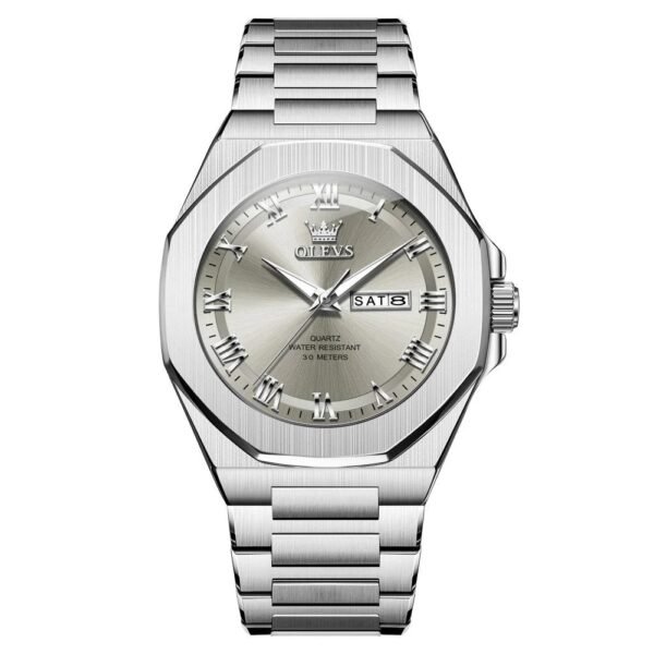 OLEVS 3727 Men’s Luxury Business Watch-silver gray