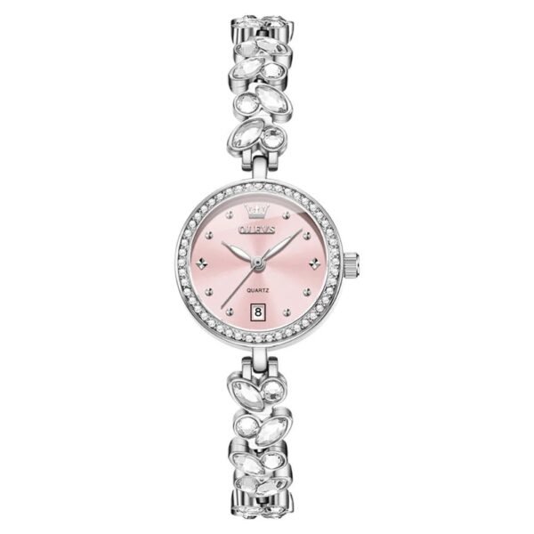 OLEVS 5679 Women’s Luxury Quartz Watch-silver pink