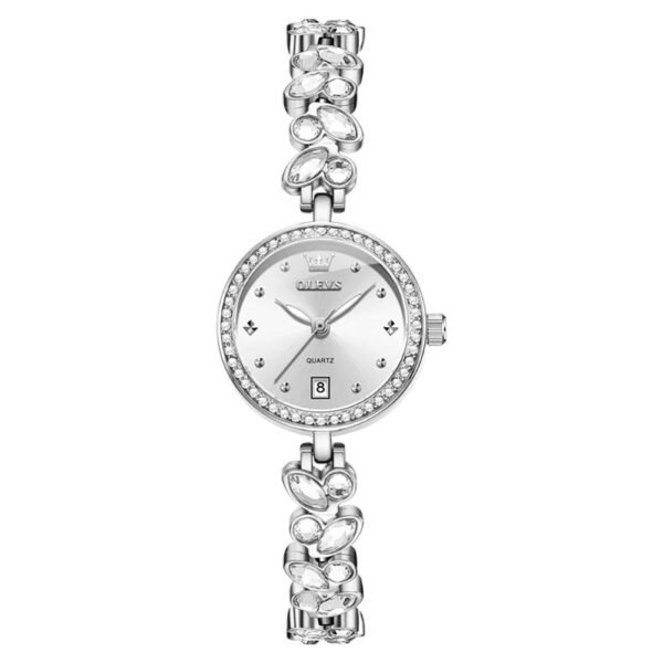 OLEVS 5679 Women’s Luxury Quartz Watch-silver white
