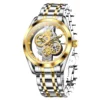 OLEVS 3725 Luxury Unique Design Bands Hollow Skeleton Sports Design Luminous Waterproof Quartz Watch for Man