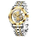 OLEVS 3725 Luxury Unique Design Bands Hollow Skeleton Sports Design Luminous Waterproof Quartz Watch for Man