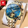 OLEVS 6746 Luxury Designer Fashion Automatic Moon Phase Watch Waterproof Mechanical Luminous Watch for Man