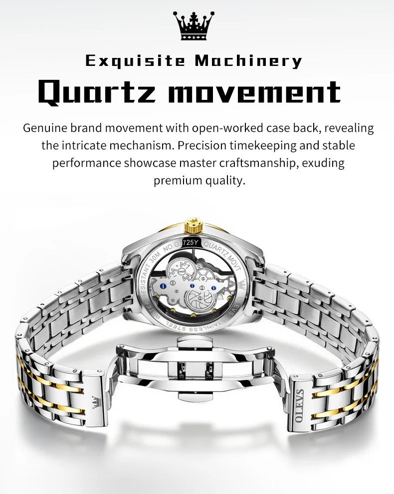 OLEVS 3725 Luxury Unique Design Bands Hollow Skeleton Sports Design Luminous Waterproof Quartz Watch for Man 6
