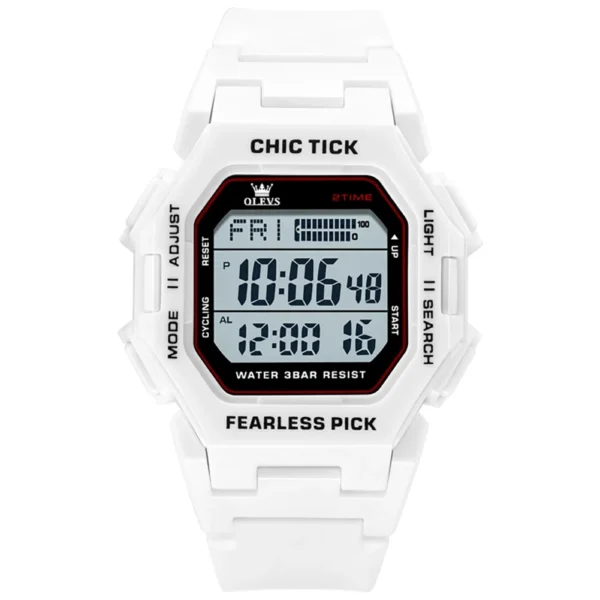 OLEVS 1119 Chronograph Luxury Bands Fashion Reloj Sports Fashion Casual Digital Watch for Man WHITE