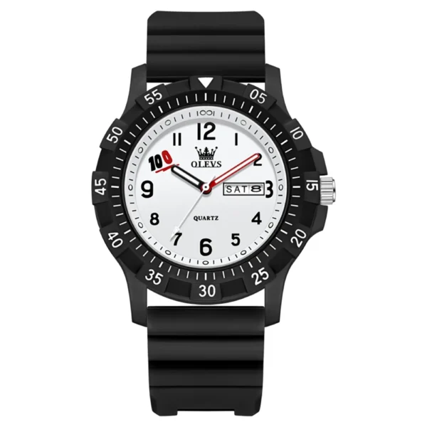 OLEVS 2705 Design Watch Design Sports Fashion Waterproof Luminous Student Quartz Watch BLACK WHITE