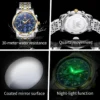 OLEVS 2983 Luxury Design Sports Stainless Steel Moon Phase Chronograph Watch Luminous Waterproof Quartz Watch for Man