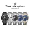 OLEVS 2983 Luxury Design Sports Stainless Steel Moon Phase Chronograph Watch Luminous Waterproof Quartz Watch for Man