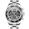 OLEVS 2990 Luxury Hollow Skeleton Man Sports Luminous Moon Phase Calendar Watch Waterproof Fashion Quartz Watch