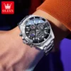 OLEVS 2990 Luxury Hollow Skeleton Man Sports Luminous Moon Phase Calendar Watch Waterproof Fashion Quartz Watch