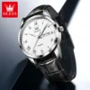 OLEVS 5892 Designer Men Watch Leather Strap Luxury Bands Classic Waterproof Man Quartz Watch