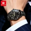 OLEVS 5892 Designer Men Watch Leather Strap Luxury Bands Classic Waterproof Man Quartz Watch