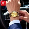 OLEVS 5892 Designer Men Watch Leather Strap Luxury Bands Classic Waterproof Man Quartz Watch