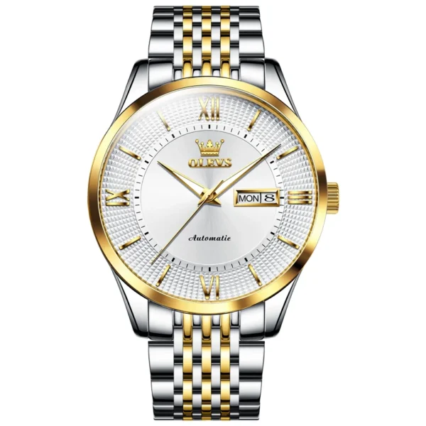OLEVS 6657 Waterproof Chronograph Watch Bands Mens Sports Style Stainless Steel Watches Men Luxury Wrist Automatic Watch GOLD