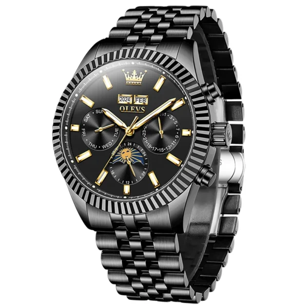 OLEVS 6688 Luxury Men Odm Luminous Odm Mechanical Moon Phase Watches Automatic Tourbillon Watch for Man Black