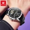 OLEVS 6690 Fashion Luxury Manufacturer Automatic Stainless Steel Moon Phase Waterproof Mechanical Watch for Man