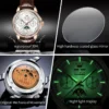 OLEVS 6695 Multifunctional Design Luminous Waterproof Fashion Leather Luxury Automatic Mechanical Watch for Man