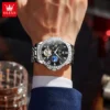 OLEVS 6712 New Design Brand Automatic Waterproof Diamond Moon Phase Mechanical Mens Watches Wristwatches