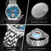 OLEVS 6712 New Design Brand Automatic Waterproof Diamond Moon Phase Mechanical Mens Watches Wristwatches