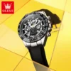 OLEVS 6713 Odm Rubber Strap Hollow Skeleton Fashion Sports Automatic Moon Phase Mechanical Watch for Man